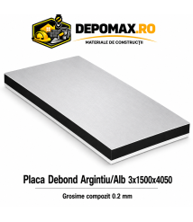 Placa BOND argintiu/alb 3mm, 1500x4050mm, aluminiu 0.2mm